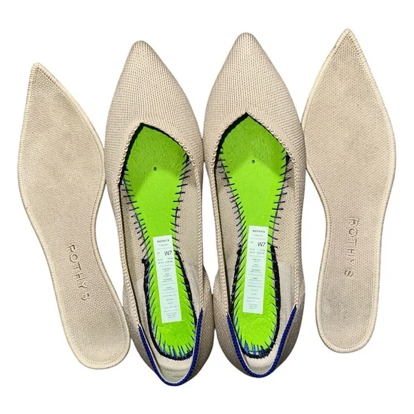 Rothy's Beige and Blue Women's Loafers 7 - Picture 4 of 5